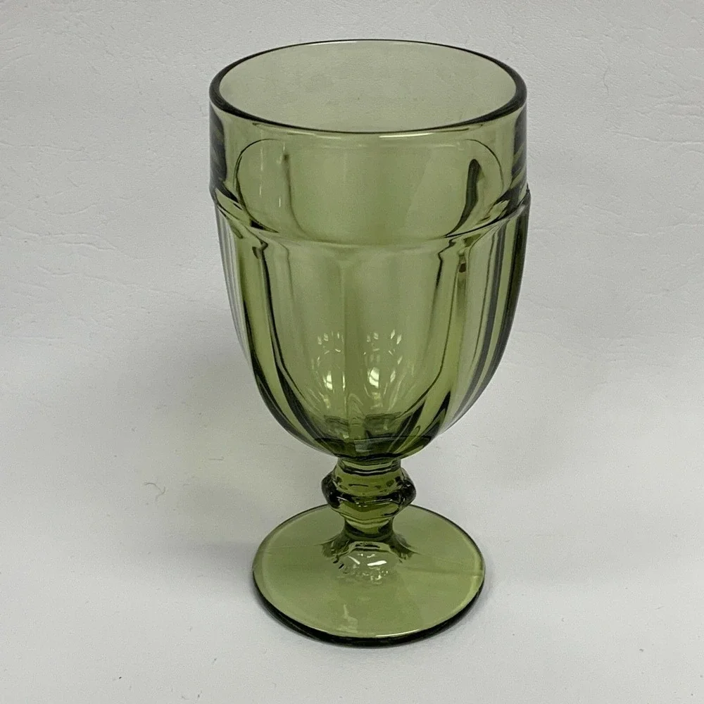 Libbey Gilbraltar Duratuff Ice Tea Glass Goblet Olive Green